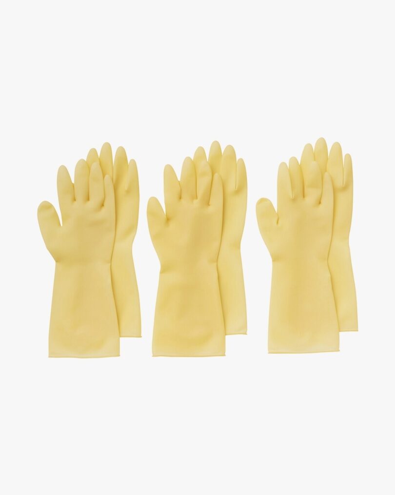 white rubber hand glvoes